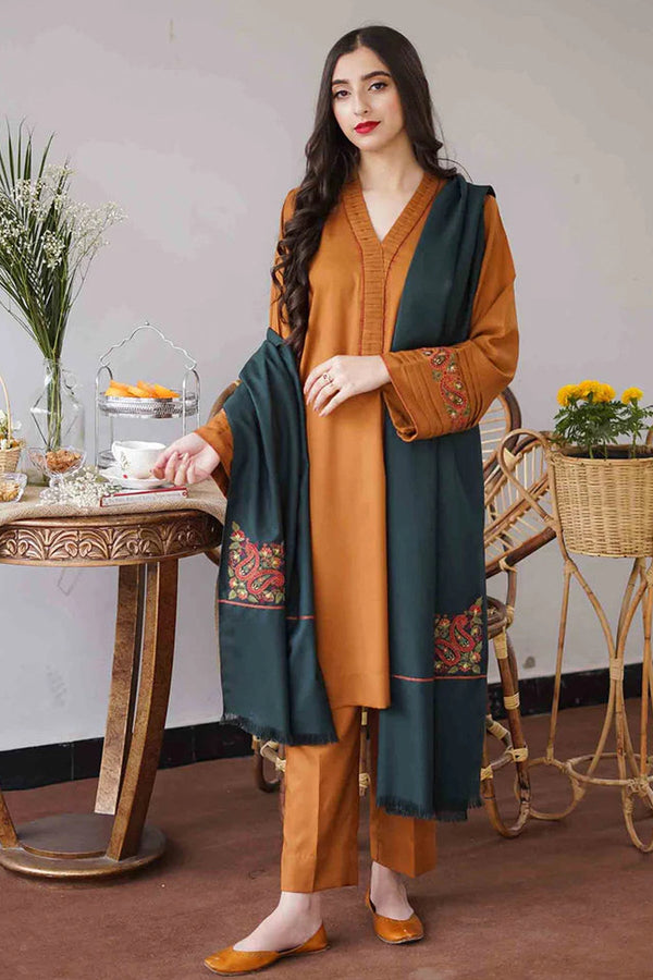 Aisling - 3PC Unstitched Dhanak Embroidered Shirt with Embroidered Dupatta and Trouser - SQ-3DEF49