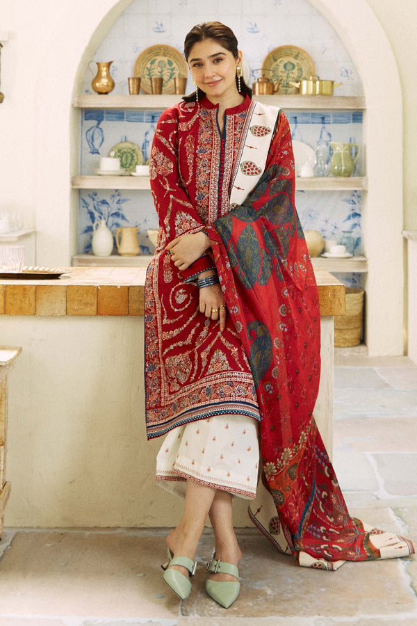 Zara Shah Jahan - 3PC Dhanak Embroidered Shirt & Trouser, Printed Dupatta (Unstitched) - ZS-2550