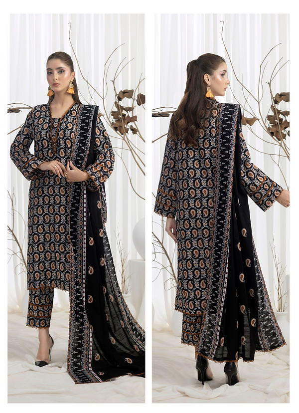 SALINA – Winter 3PC Khaddar Printed Suit (Unstitched) - SQ-3KPC9