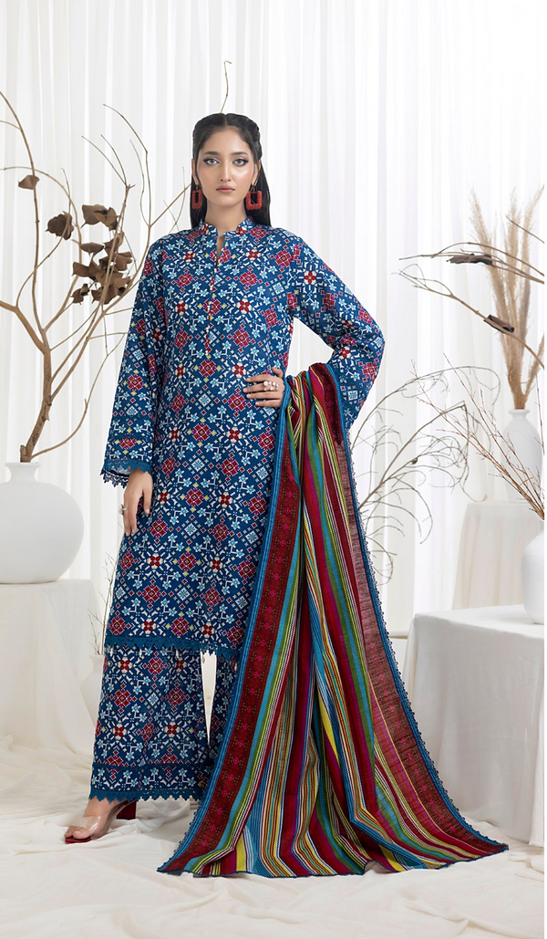 SALINA – Winter 3PC Khaddar Printed Suit (Unstitched) - SQ-3KPC10