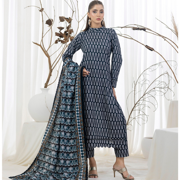 SALINA – Winter 3PC Khaddar Printed Suit (Unstitched) - SQ-3KPC1