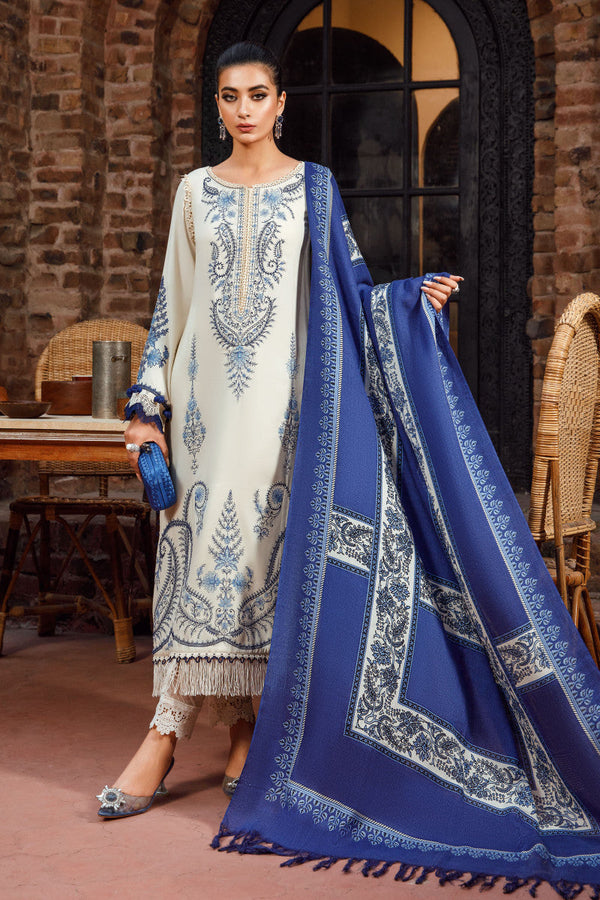 Maria B - 3PC Dhanak Embroidered Shirt with Printed Dupatta and Trouser (Unstitched) - MB-715
