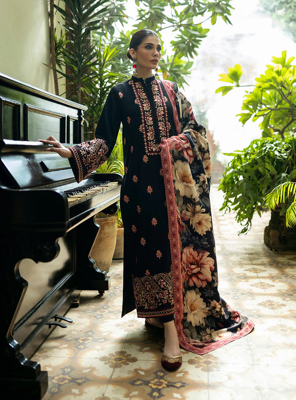 3PC Dhanak Embroidered Shirt & Trouser, Printed Dupatta (Unstitched) - SQ-3DEF58