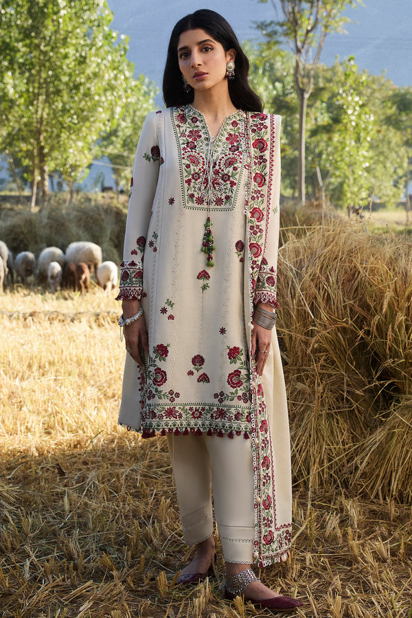 ZAHA - 3PC Unstitched Dhanak Embroidered Shirt, Shawl, and Trouser - SQ-3DEF51